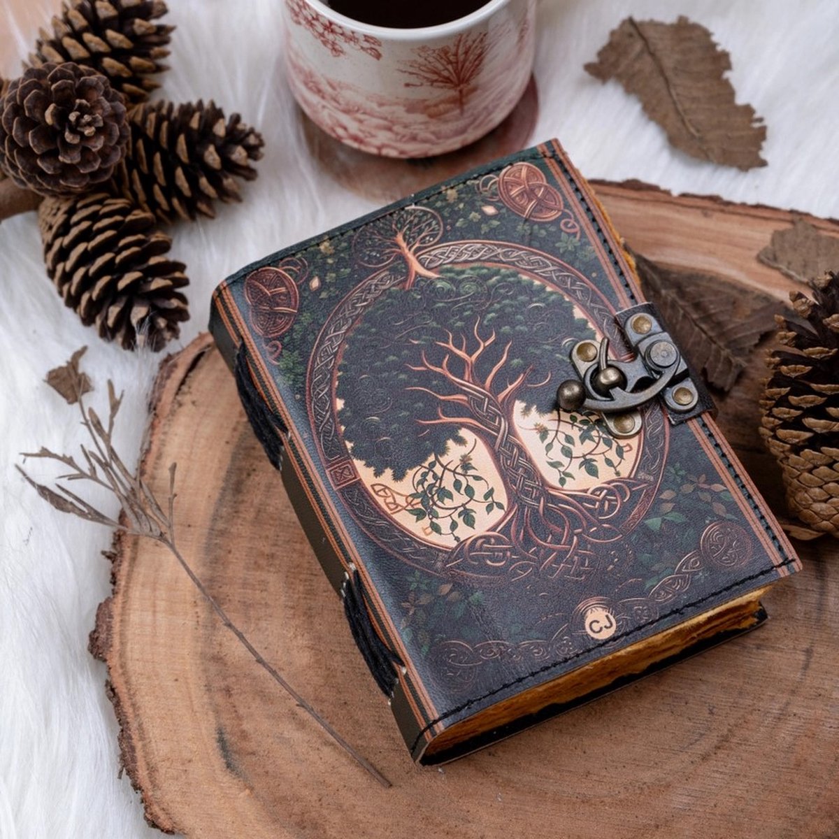 Boutique Trukado - Keltische Levensboom Leren Notitieboek 18 x13cm - Leren Journal - Celtic Tree of Life - Handgemaakt