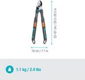 GARDENA Takkenschaar TeleCut Pro S: lengte 52-67cm, breedte 18cm, gewicht 1.1kg.