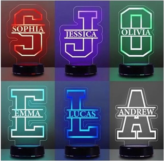 Letterlamp met naam - nachtlamp - alfabet - cadeau - gepersonaliseerd van Merkloos — afbeelding 3