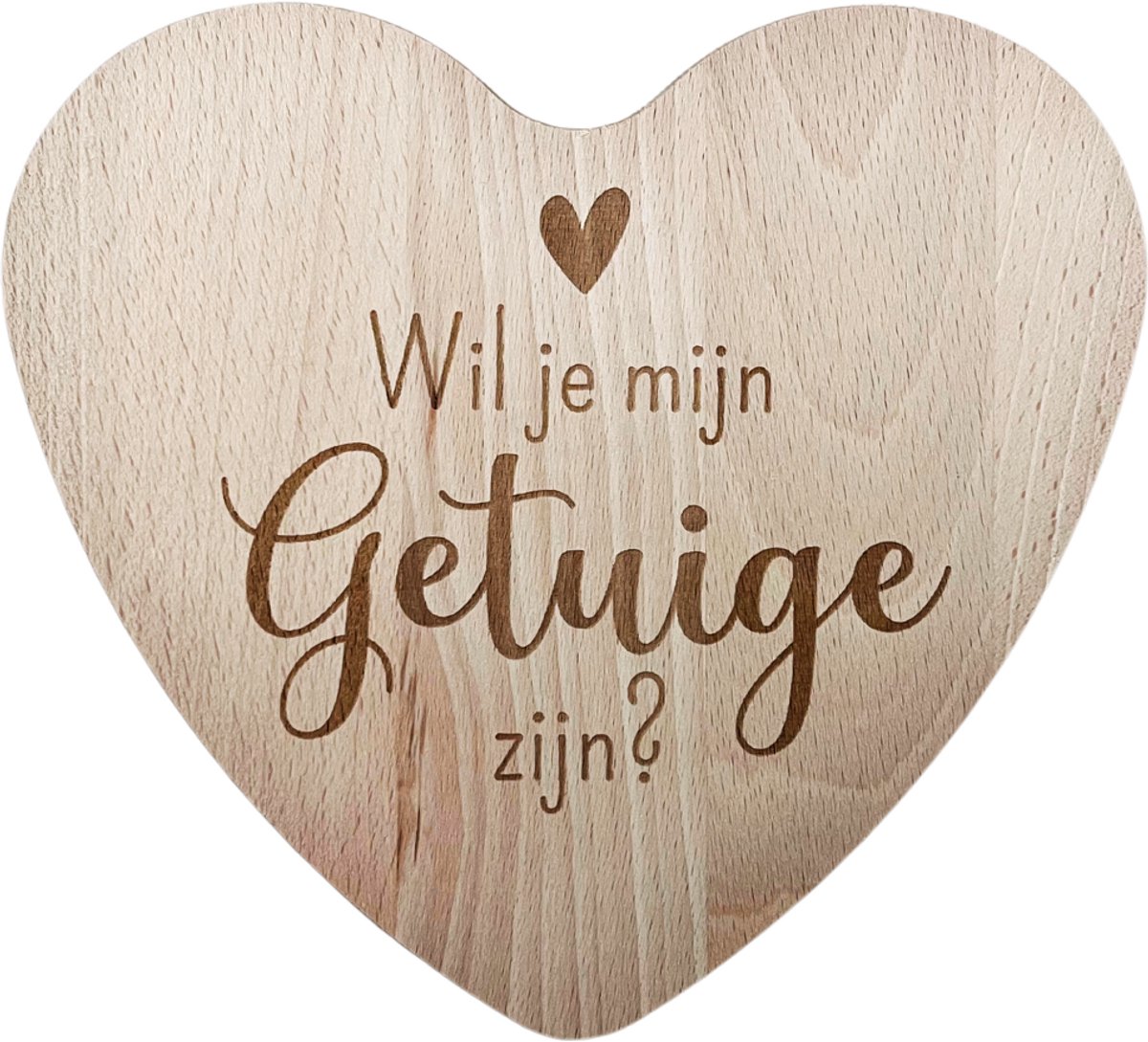 Uniek Hartvormig Houten Plankje met Gravure - Vraag je Getuige!