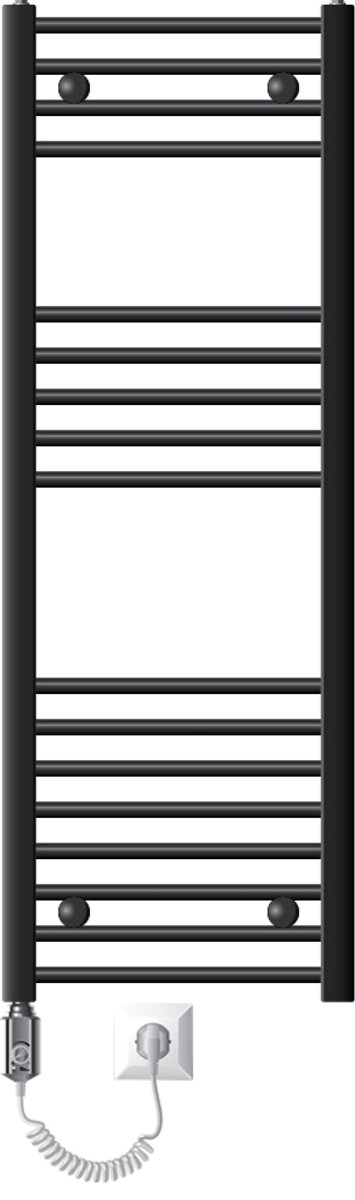 Elektrische badkamerradiator met verwarmingselement 1200W 400x1200 mm antraciet gebogen met zijaansluiting LuxeBath