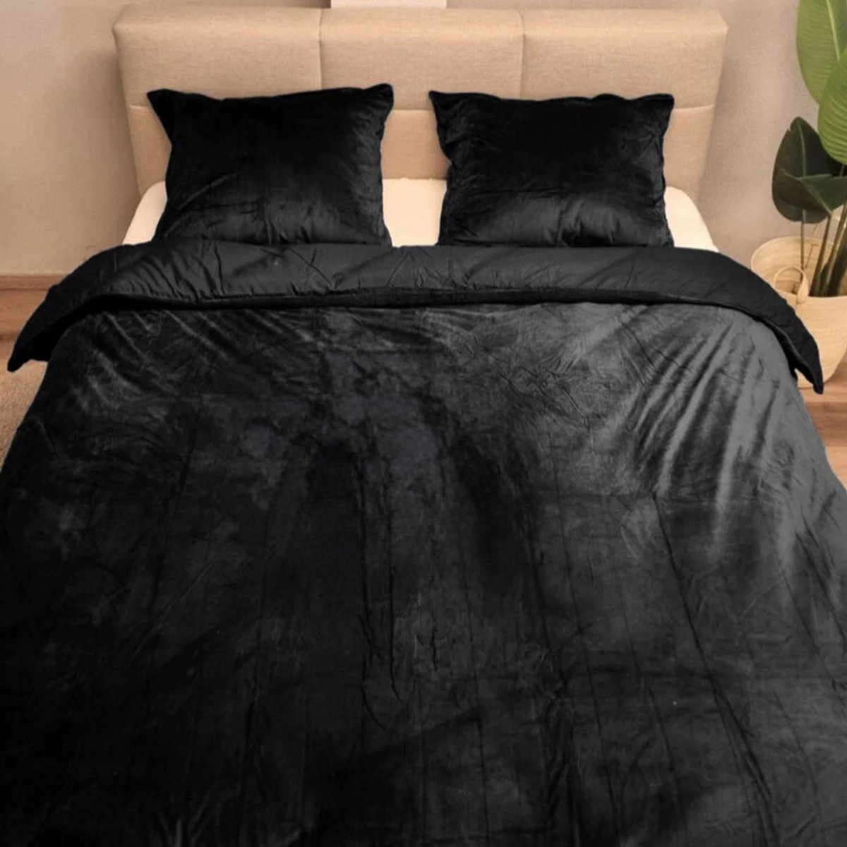 Zavelo Dekbedovertrek Velvet Comfort Zwart-Lits-jumeaux (240 x 200/220 cm)