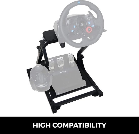 Racing Simulator - Racing Wheel - Pedaal - Racen - Gaming - Volledig Verstelbaar - Opvouwbaar & Compact - Antislipbescherming - Zwart — afbeelding 4