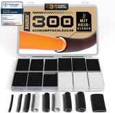 BAURIX® Krimpkousen Assortiment 300 Stuks | 3:1 krimpverhouding | Waterdichte Krimpkous met hete lijm binnenlaag | Waterbestendige afdichting IP67 | Lengte per Isoleerbuis 45 mm - Krimpkous zwart & wit - Krimpsok