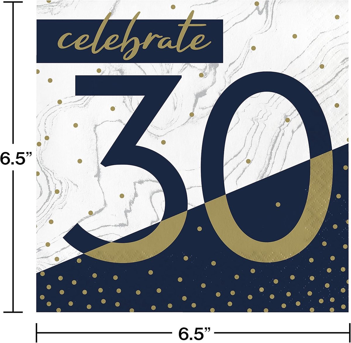 Servetten - celebrate 30 - navy&gold - 16 stuks - 30x30cm