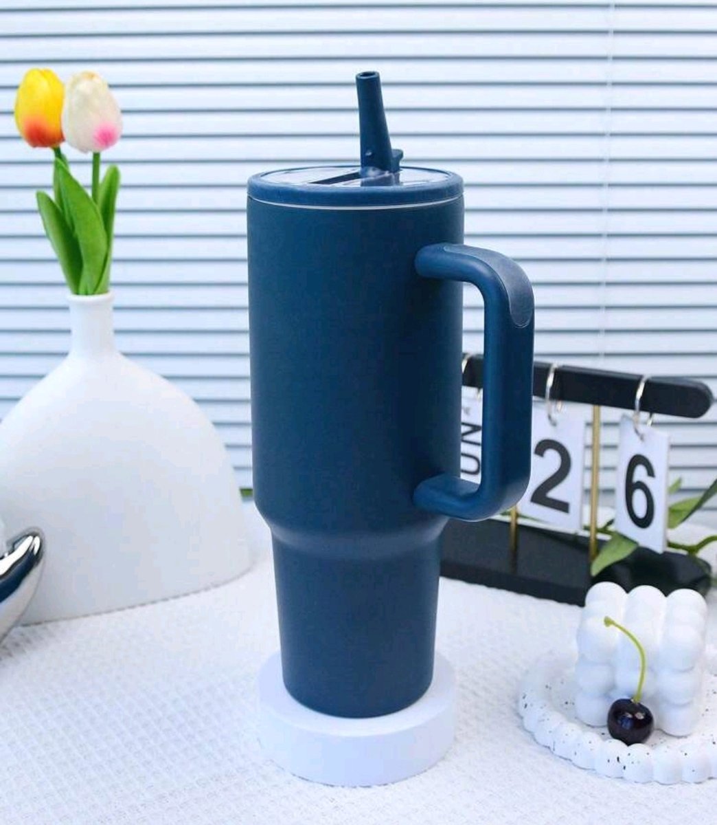 Drinkbeker - Lekvrij - Marine blauw - 1200ML - 1 Liter - Tumbler - Thermosbeker - RVS - Voor Warm en Koude Dranken