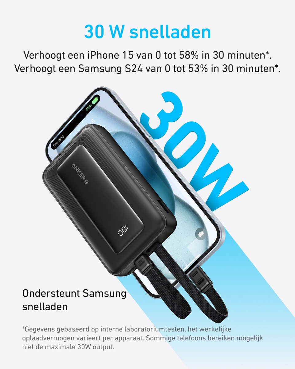 Anker Zolo Power Bank 10.000 mAh met Geïntegreerde USB-C - afbeelding 2