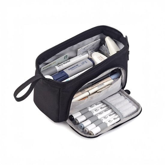 Diydash Etui XL - Pennenzak - Pennenetui - Schooletui - Grote Etui - Schoolspullen - Trousse Scolaire - Voor meisjes, jongens en volwassenen - Zwart