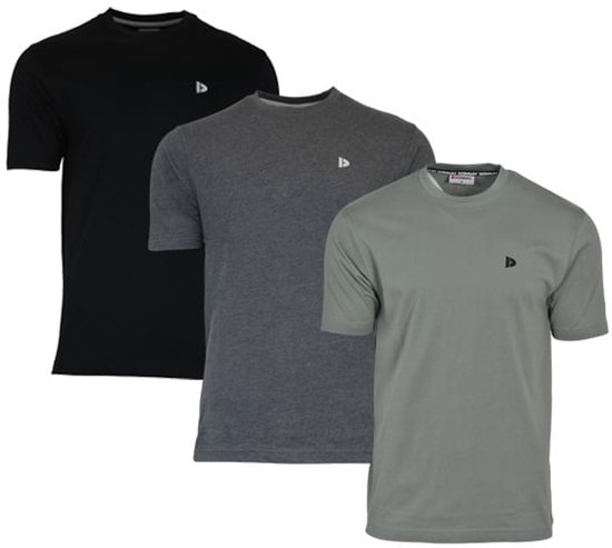 Lot de 3 t-shirts Donnay (Vince) - T-shirt sport - Homme - Noir/Anthracite/Vert jungle (703) - Taille 3XL