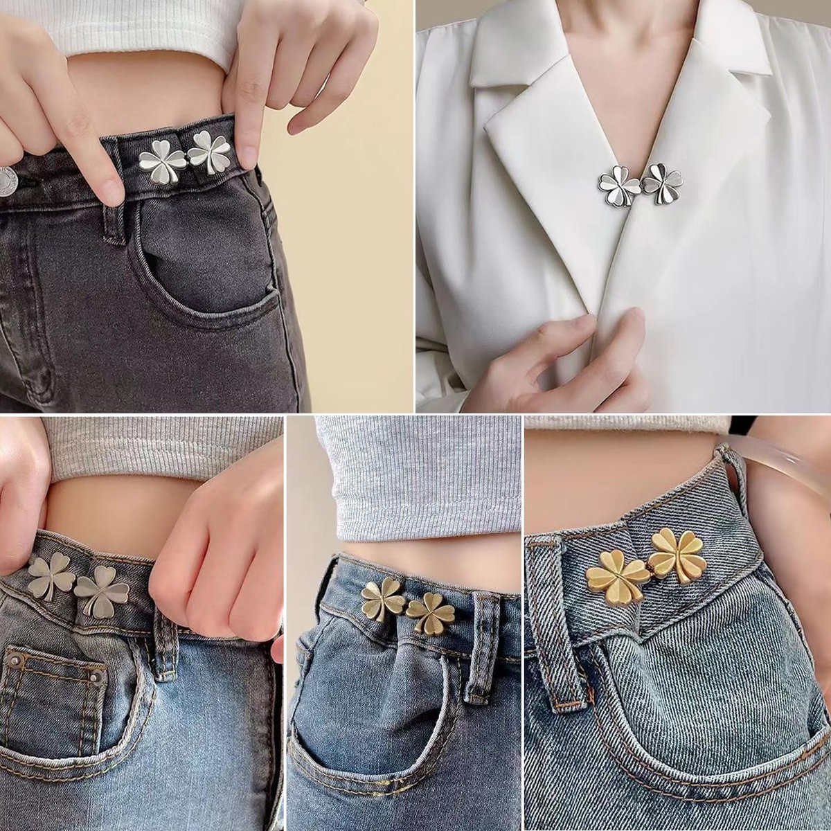 8 paar Broek Taille Tightener - Broekverkleiner - Verstelbare Taille Gesp Set Afneembare Knop Aanscherping Knop Richter Knoppen - Pins - Voor Broek Jeans Rokken Mouwen - Universeel - Herbruikbaar - One Size — cadeau in Cadeau-ideeën - foto 6
