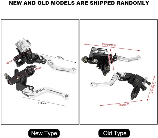 Universele remhendel voor motorfiets, 1 paar handremgrepen van 7/8 inch, rem voor stuur, ATV, handgreep voor hoofdkoppeling (zilver