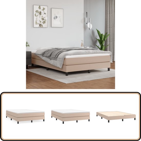 The Living Store Sommier tapissier simili cuir cappuccino 140x200 cm - Sommier tapissier - Sommier tapissier - Lit - Lit bébé - Meubles de couchage - Cadre de lit - Sommier - Lit double - Sommier tapissier - Lits - Lits Berceaux