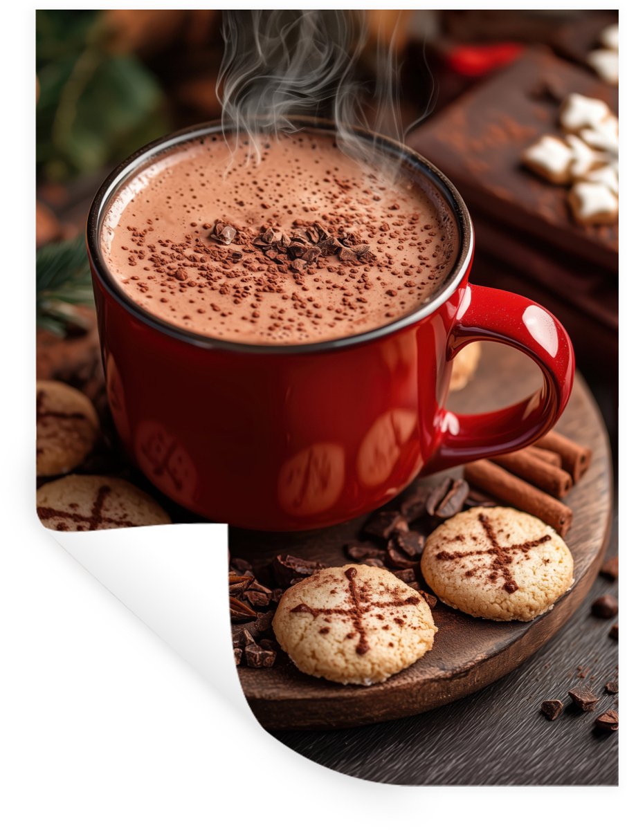 Muurstickers - Sticker Folie - Chocolademelk - Mok - Winter - Kerst - Gezelligheid - 60x80