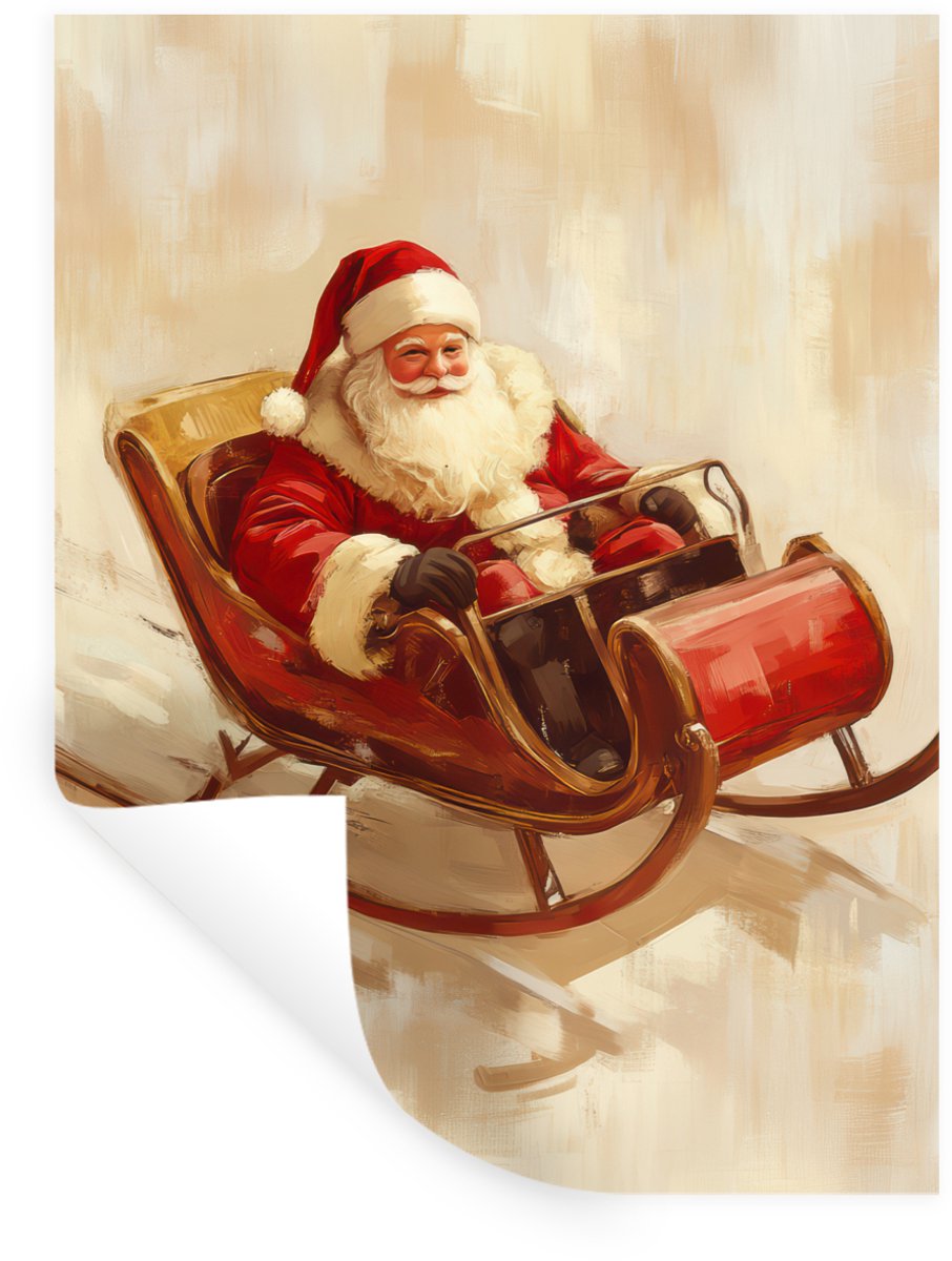Muurstickers - Sticker Folie - Kerst - Slee - Kerstman - 120x160 cm - Plakfolie - Muurstic