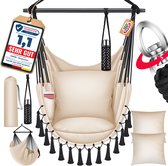 Bol.com KESSER® Hangstoel Safari XXL met 2 kussens drankhouder & boekenrek voor Binnen en Buiten tot 150 kg - Beige aanbieding