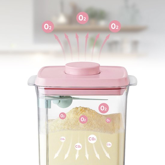 ANKOU 1700 Melkpoeder bewaarbus kleur: roze - Melkpoeder doseerdoos - Babyvoeding opslag - Melkpoeder dispenser| Babyvoeding opslag |voorraad pot met vacuüm deksel inclusief maatschep (5gram poeder) van ANKOU — afbeelding 4