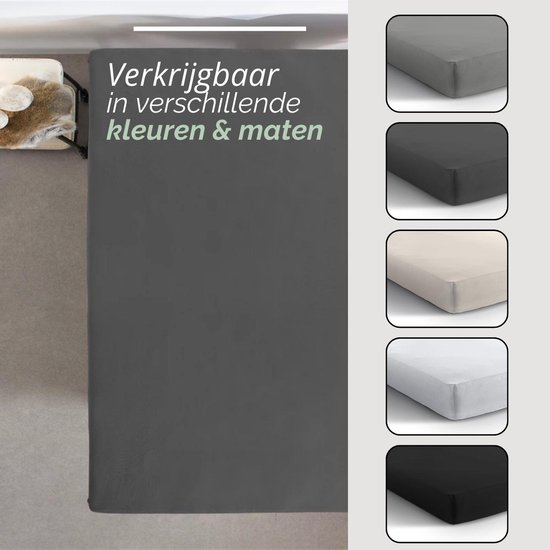 Sleeps Jersey Stretch Hoeslaken - 100% Katoen - 90x200 cm - Antraciet - Strijkvrij van Sleeps — afbeelding 3