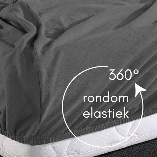 Sleeps Jersey Stretch Hoeslaken - 100% Katoen - 90x200 cm - Antraciet - Strijkvrij van Sleeps — afbeelding 5