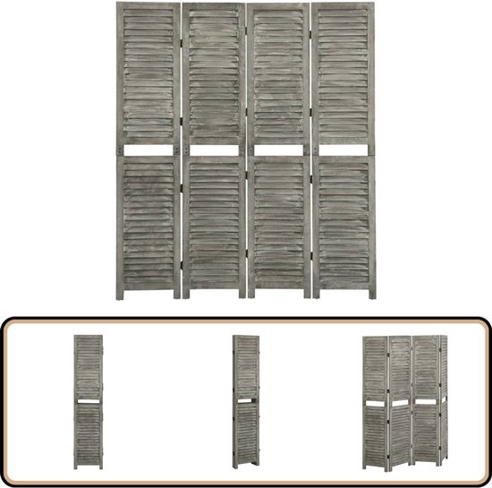 Kamerscherm met 4 panelen massief paulowniahout wit kopen