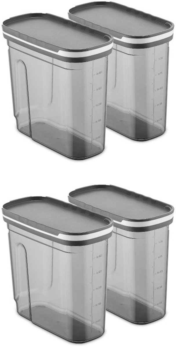 Asir - Opbergdozenset - Antraciet - 4 stuks - 9 x 19 x 18 cm