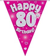 Oaktree - Vlaggenlijn Roze Happy 80th Birthday