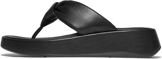 FitFlop F- Sandales compensées en cuir souple Mode Knot, noires - Pointure 39