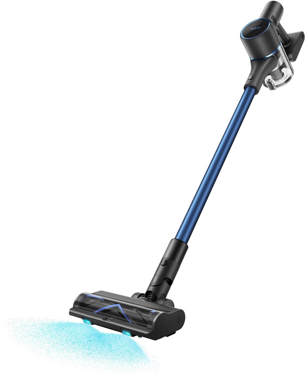 MOVA S4 Detect - Snoerloze Steelstofzuiger - 150 AW Zuigkracht - Tot 90 min Accuduur - 8x 2500 mAh Sterke Accu - LED-borstel - 99,9% Filtratie - Borstel voor Meerdere Oppervlakken