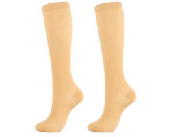Compressiekousen - Steunkousen - Duopack - Man - Crème - Maat L/XL
