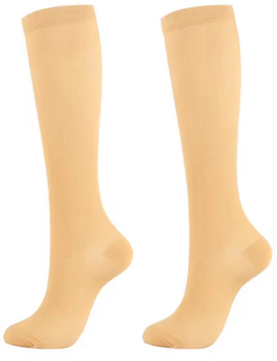 Compressiekousen - Steunkousen - Duopack - Man - Crème - Maat L/XL