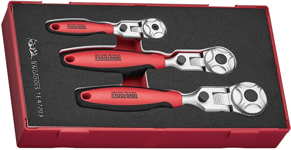 Ratelset flexibel Foam1 tray 1/4"- 3/8"- 1/2" 3 delig Teng Tools