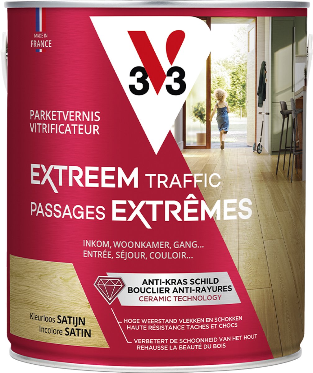 V33 Extreem Traffic - Midden eik - 0,75 l - Zijdeglans - 12 m²/l