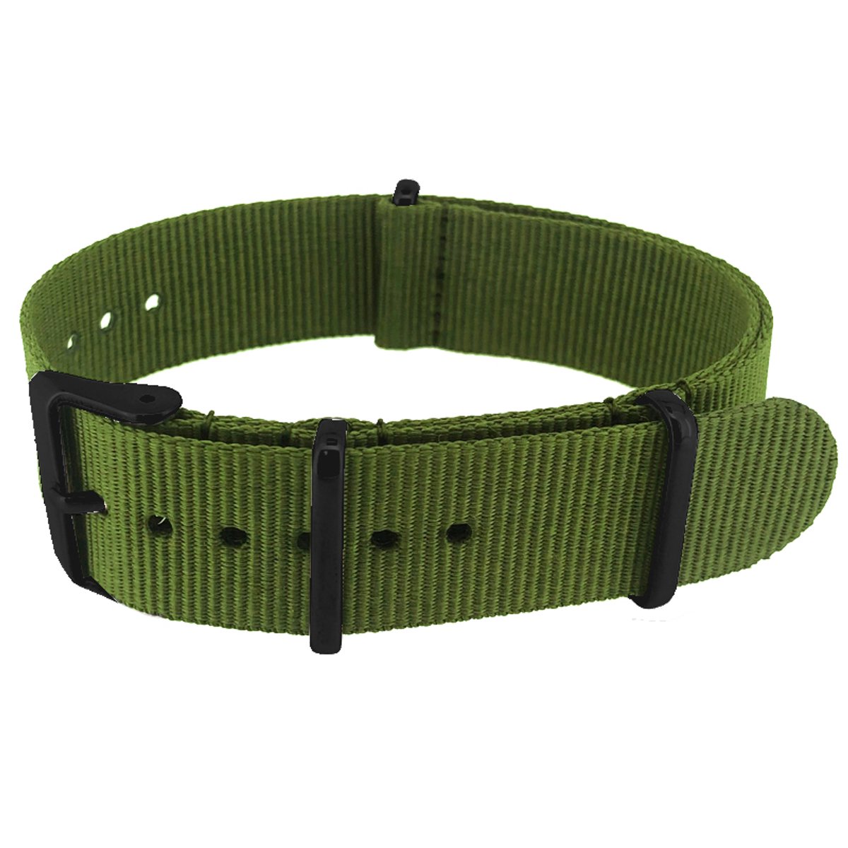 NATO Horlogeband G10 Military Nylon Strap - Original NATOS.com® - Legergroen - Zwart Staal 22mm