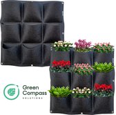 Green Compass Solutions® Verticale Tuin - 9 Vakken - 60 x 60 cm - Inclusief Gratis Bevestigingsset - Kweekzak - Kweekbak van Vilt - Moestuin – Plantenbak – Plantenzakken - Kweekzakken