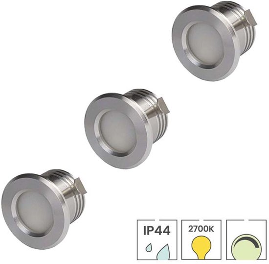 Lybardo inbouwspots – 3-pack – 1.5W – dimbaar – warmwit – 28mm