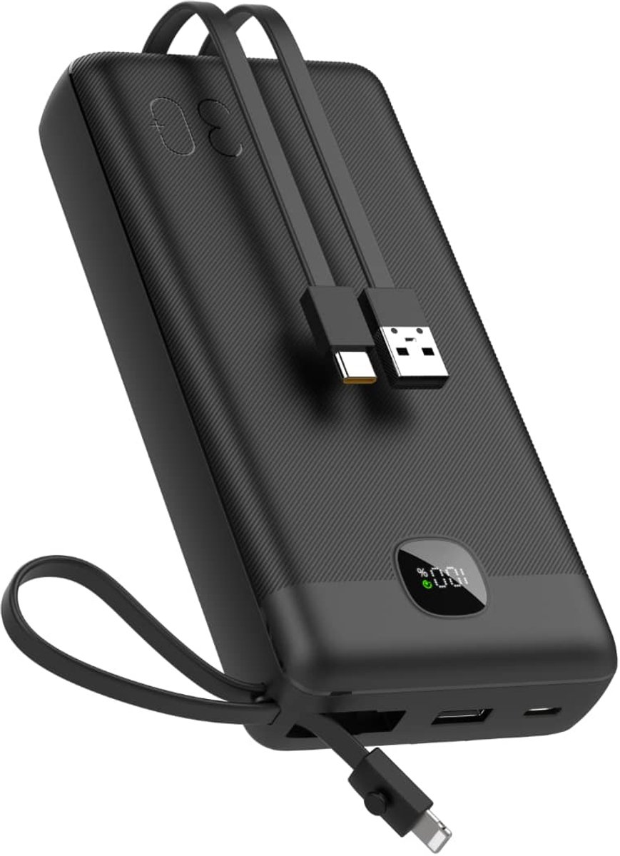 Golden Sound Volt Powerbank - 30.000 mAh - Snellader 22,5W - Powerbanks - USB-C, USB-A - Voor 2 apparaten tegelijk opladen - Noodpakket - Quick Charge met Led Display - Universele Powerbank