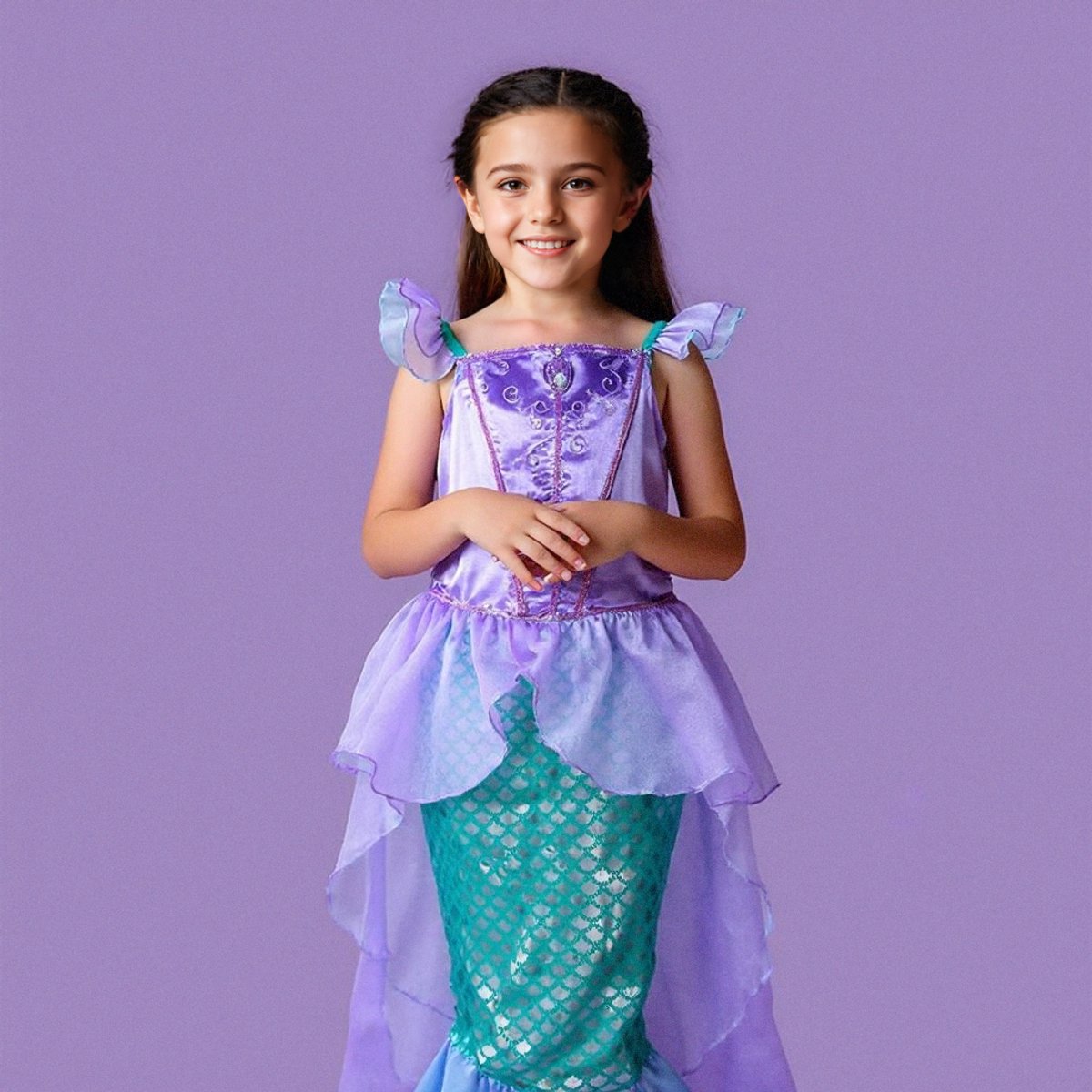 Joya Kids® Zeemeermin Verkleedjurk | Prinsessenjurk | Mermaid Verkleedkleding | Maat 146/152 (150) | Jurk + Mermaid Kroontje | Cadeau meisje Sinterklaas — afbeelding 5