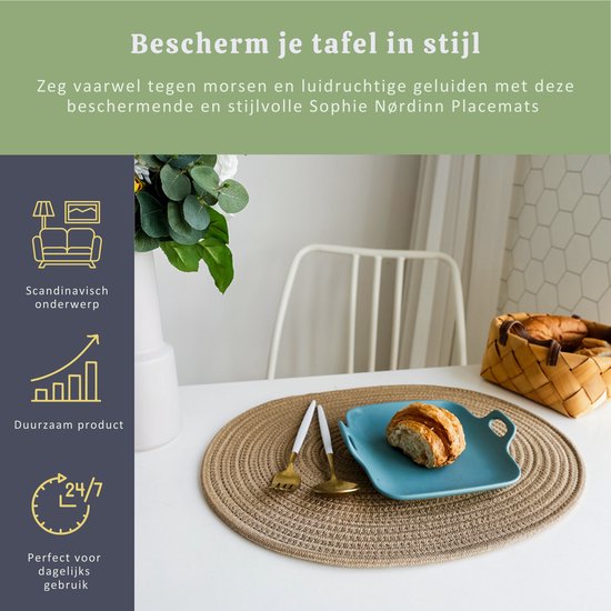 Napperons de Sophie Nordinn® - Set de table Abisko (Jute) - Set (4 pièces) de Katoen - 43 cm x 34 cm