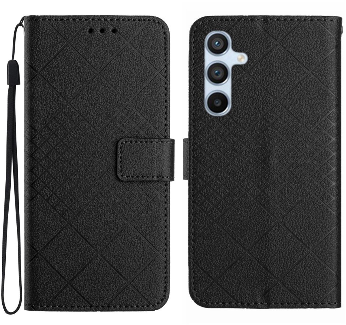Coverup Hoesje - Geschikt voor Samsung Galaxy A56 Hoesje - Coverup Rhombus Book Case - Zwart