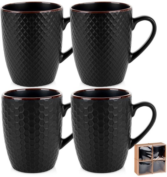 SOL Grote zwarte mokken set van 170 - 50 ml oversized