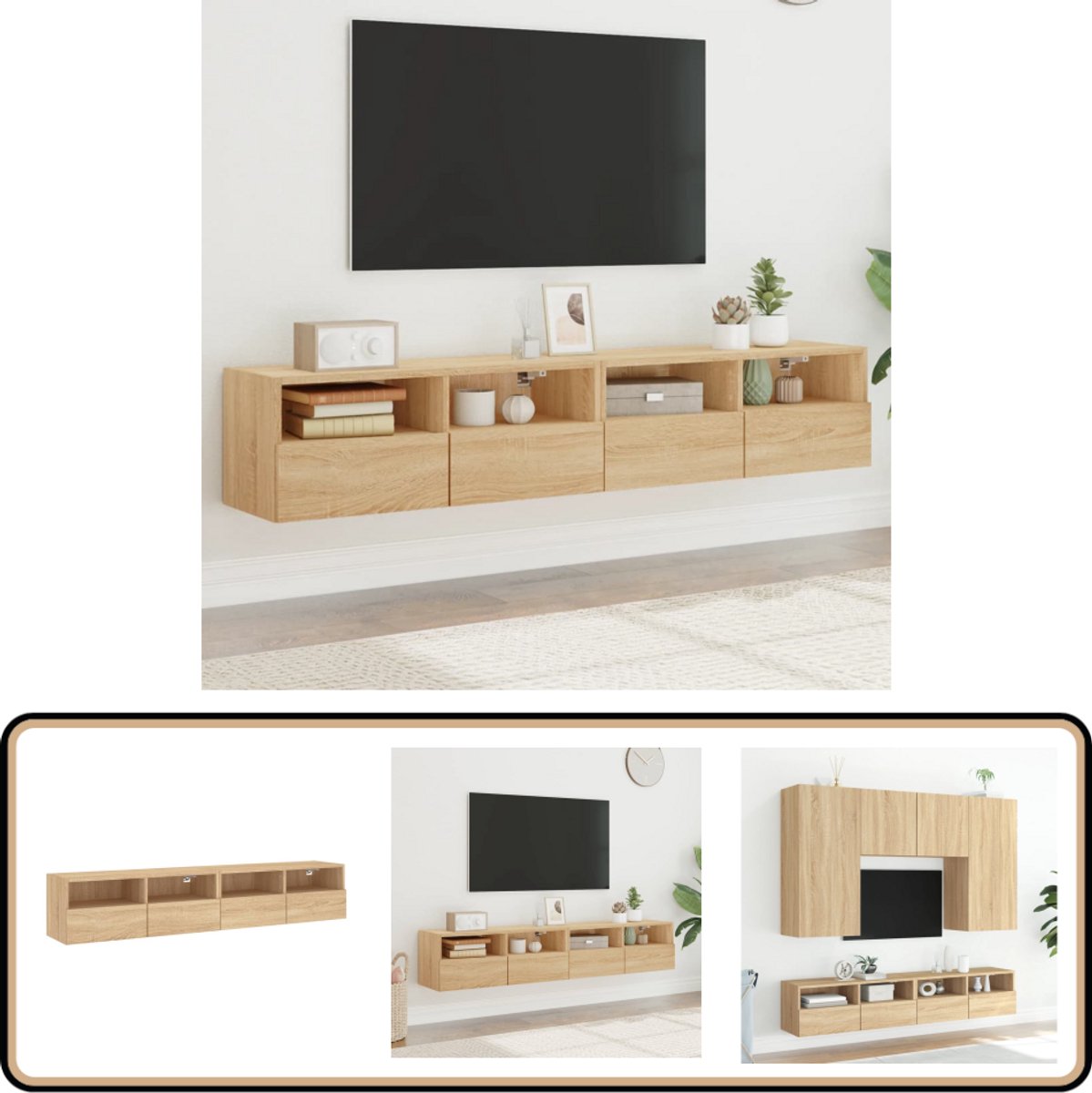 Tv-meubel 80x34,5x40 cm bewerkt hout metaal sonoma eikenkleurig