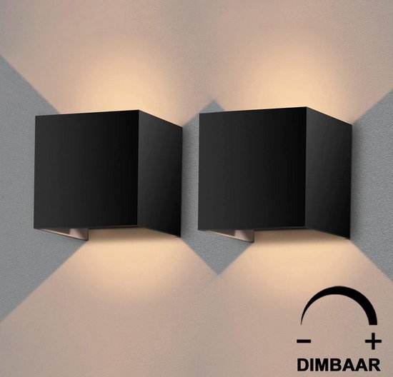 Luminize Wandlamp DIMBAAR - 2 stuks - geschikt voor binnen en buiten - 2700K - netstroom - 12w