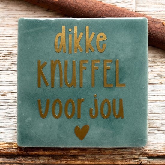 Tuile de Hip avec texte - Gros câlin voor jou- Turquoise - Dicton - Cadeau - Présent - Cadeau - Saint Valentin - Anniversaire - Saint Noël- Noël - Juste comme ça - Fête des mères