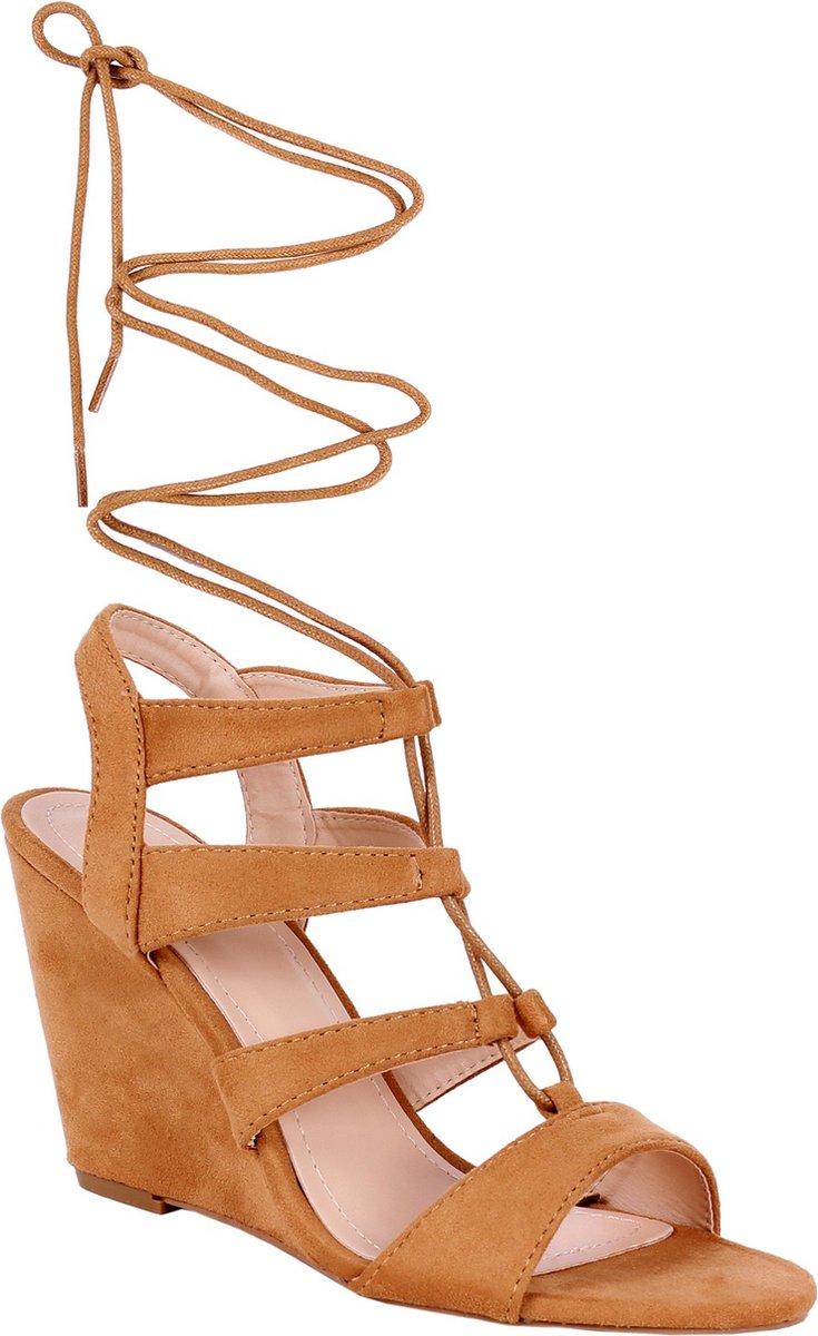PRODUKT produkt Caramel lace-up sandalen op platforms VICES