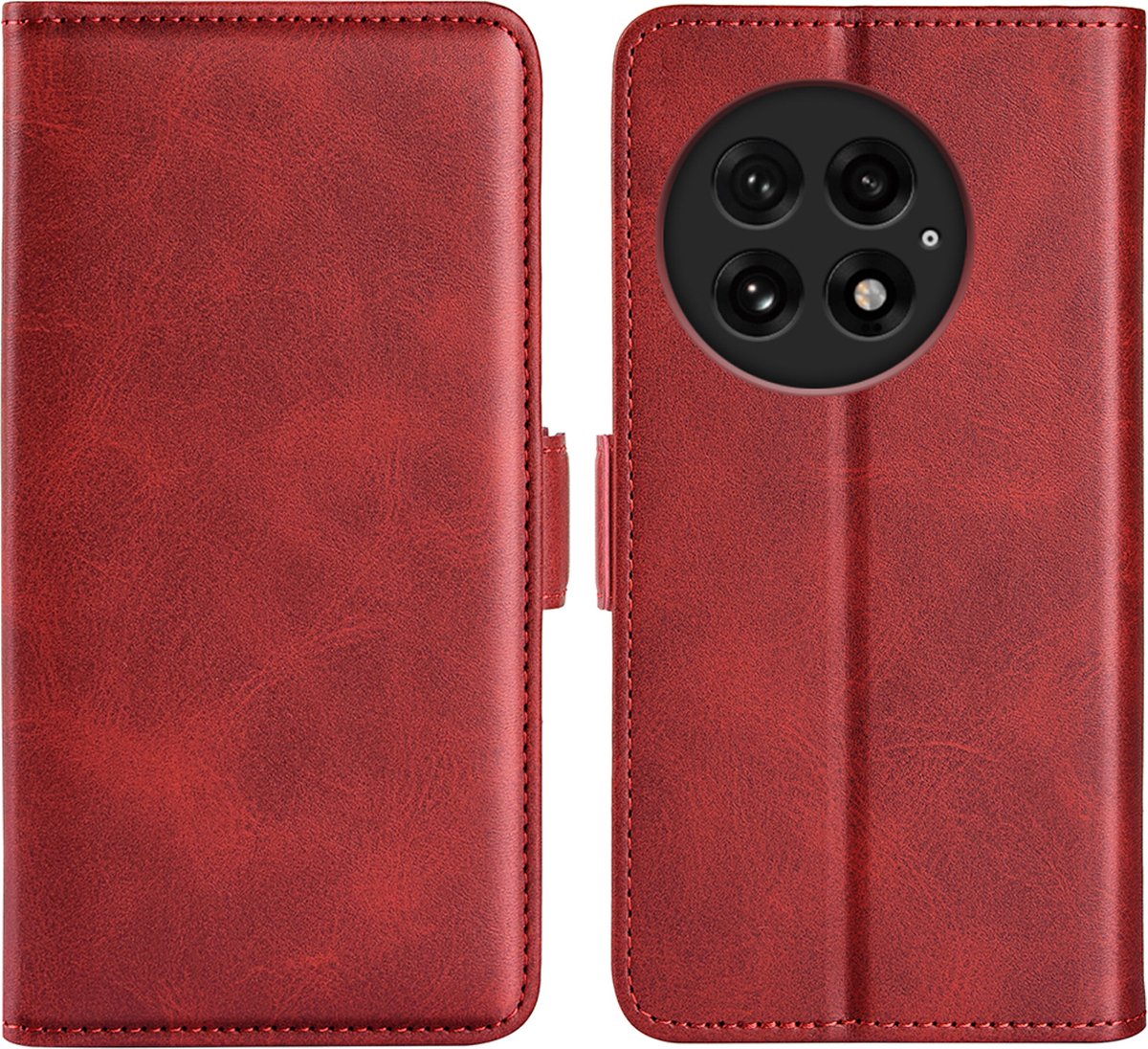 MobyDefend Hoesje - Geschikt voor OnePlus 13 - Luxe Wallet Book Case (Sluiting Zijkant) - Rood