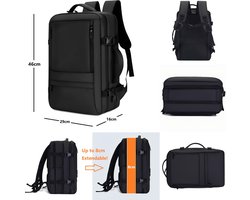 SUMOH® Backpack Rugtas Rugzak voor School Reizen Werk Vliegtuig laptop Cabin Bag 45x36x20 Nieuwe Easyjet 17 Inch Antidiefstal Hand Bagage Goedgekeurd Carry On Bag Holiday Flight Bag Trending Waterafstotend Waterdicht Zakelijk school vakantie Zwart