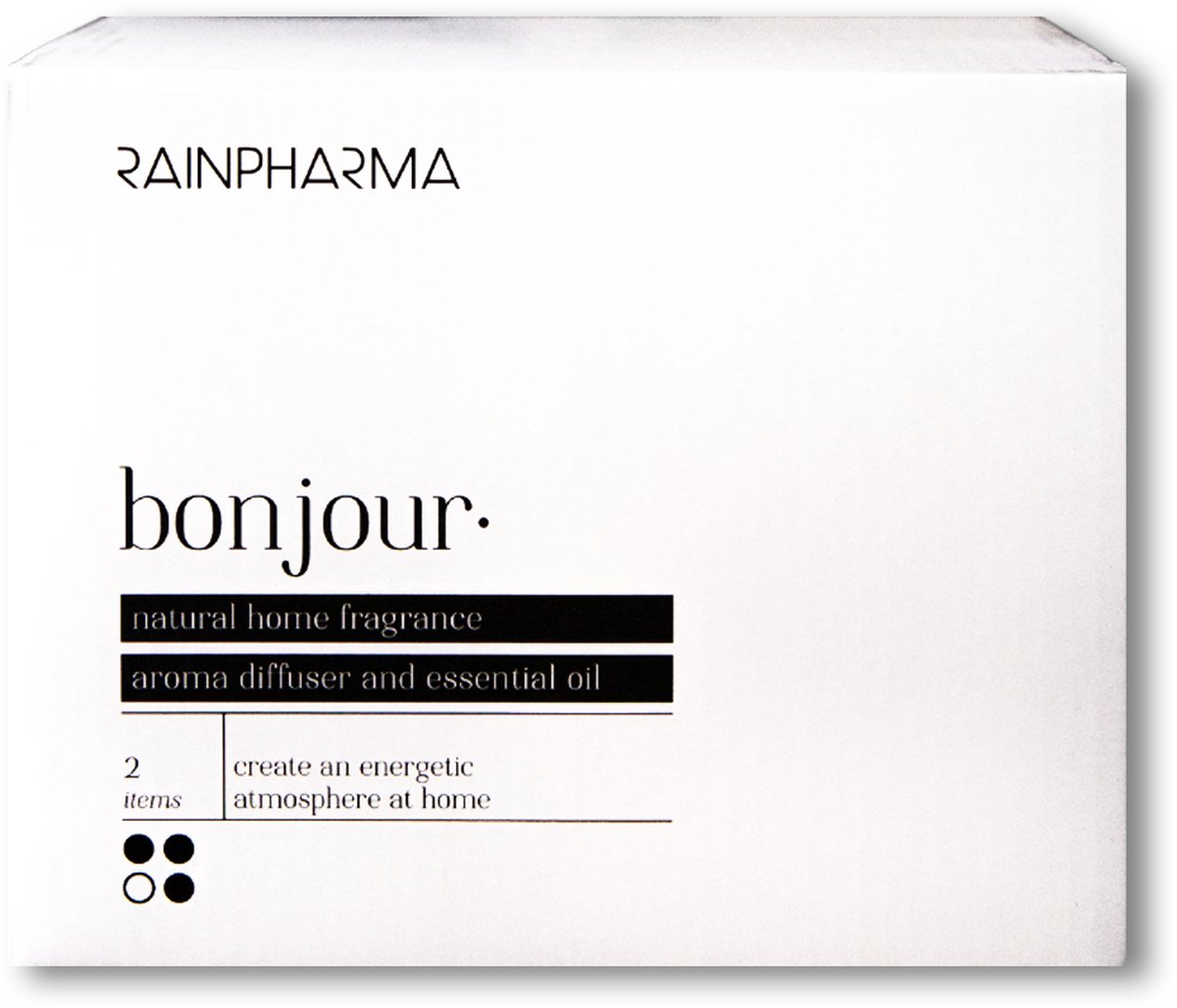 RainPharma Bonjour - Geurverstuiver 500ml + Essentiële Olie 30ml - Huisparfum - Interieurspray - Huisgeur - Geschenkset - Cadeauset - Cadeauset - Starterskit