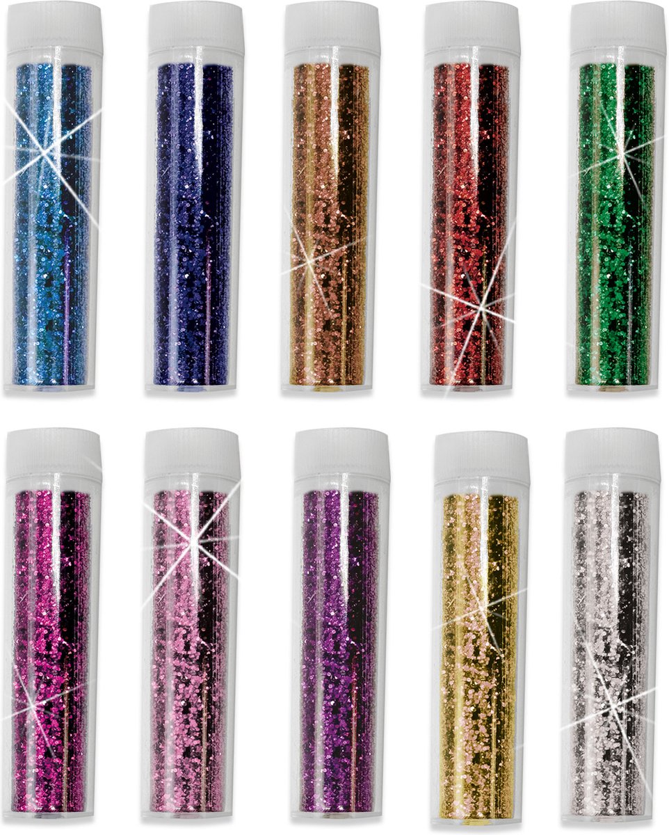 SES Creative - Biologisch afbreekbare glitters - 10 kleuren glitters - Glitters om te knutselen – glitterbuisjes - strooiglitter — afbeelding 5