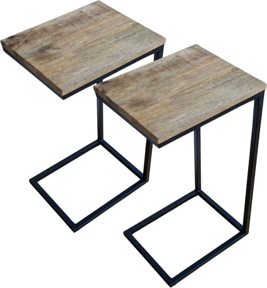 Industriële bijzettafel van Mangohout - Bijzettafel - Industrieel