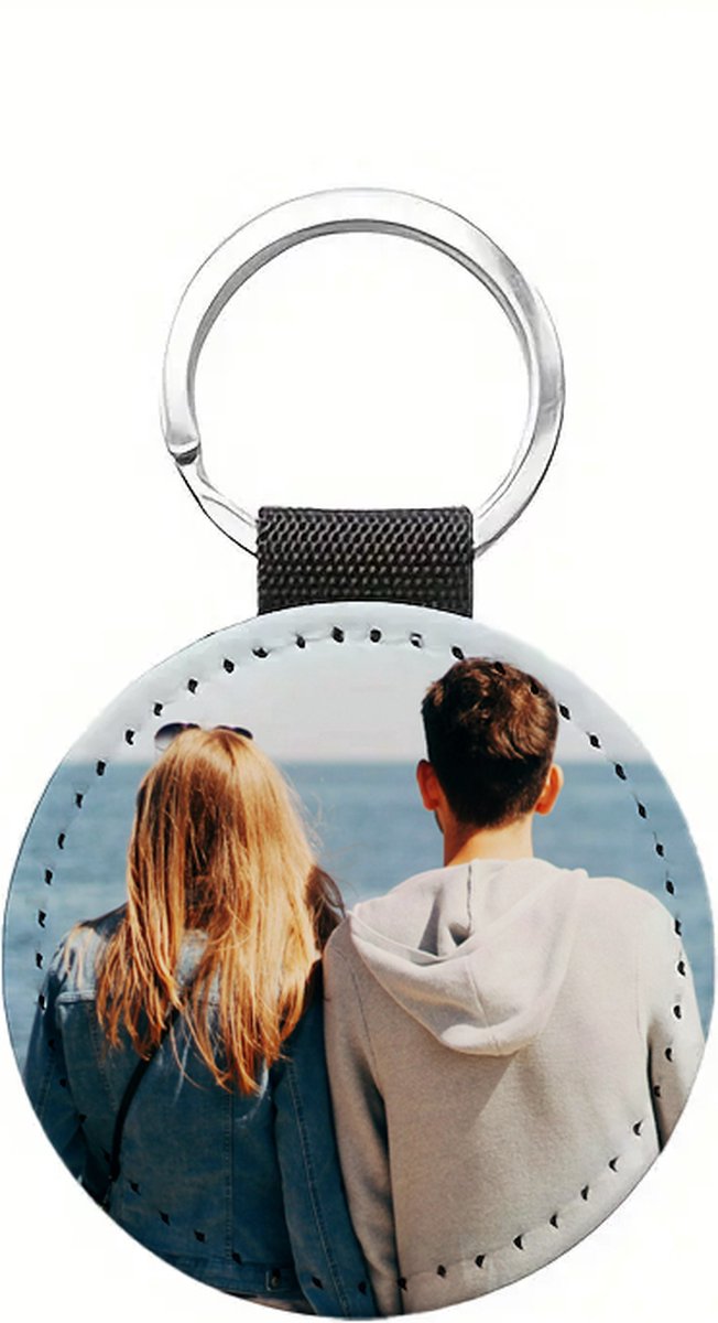 Foto Sleutelhanger Rond - PU Leer - Personalisatie met Foto of Tekst - Luxe en Duurzaam - Perfect Cadeau - Vaderdag - Moederdag - Valentijn