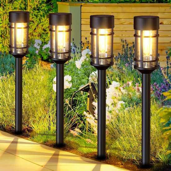 Siedinlar Solar Post Lights 2 Modes LED Aluminium Edison Solar Post Cap Lights Outdoor Deck Hek